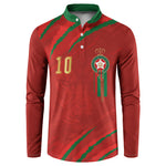 Custom Morocco National Football Button Sweatshirt Atlas Lions-Claws
