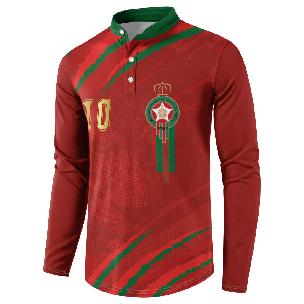 Custom Morocco National Football Button Sweatshirt Atlas Lions-Claws