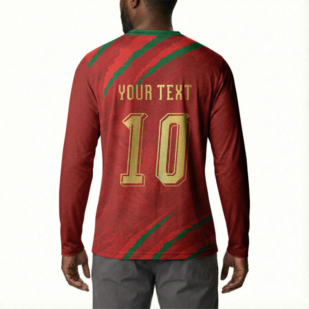Custom Morocco National Football Button Sweatshirt Atlas Lions-Claws