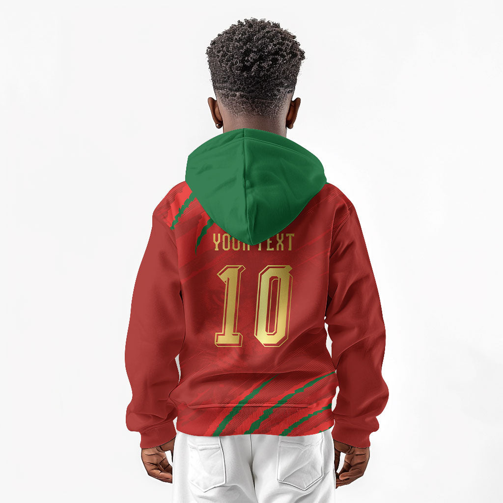 Custom Morocco National Football Kid Hoodie Atlas Lions-Claws