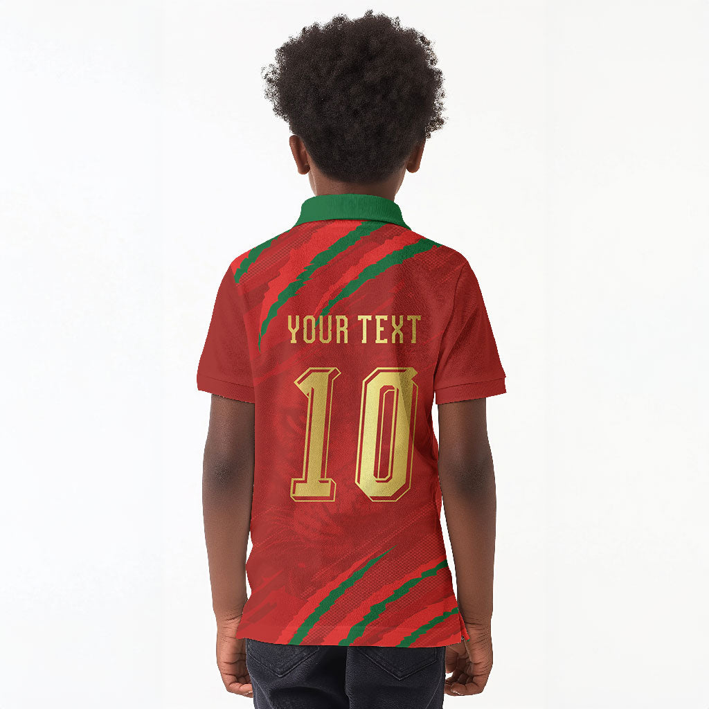 Custom Morocco National Football Kid Polo Shirt Atlas Lions-Claws
