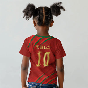 Custom Morocco National Football Kid T shirt Atlas Lions-Claws