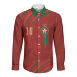 Custom Morocco National Football Long Sleeve Button Shirt Atlas Lions-Claws