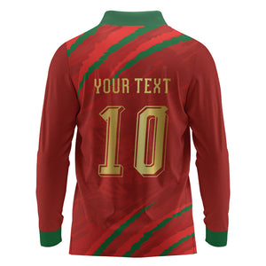 Custom Morocco National Football Long Sleeve Polo Shirt Atlas Lions-Claws