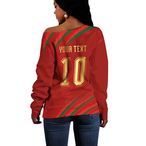 Custom Morocco National Football Off Shoulder Sweater Atlas Lions-Claws