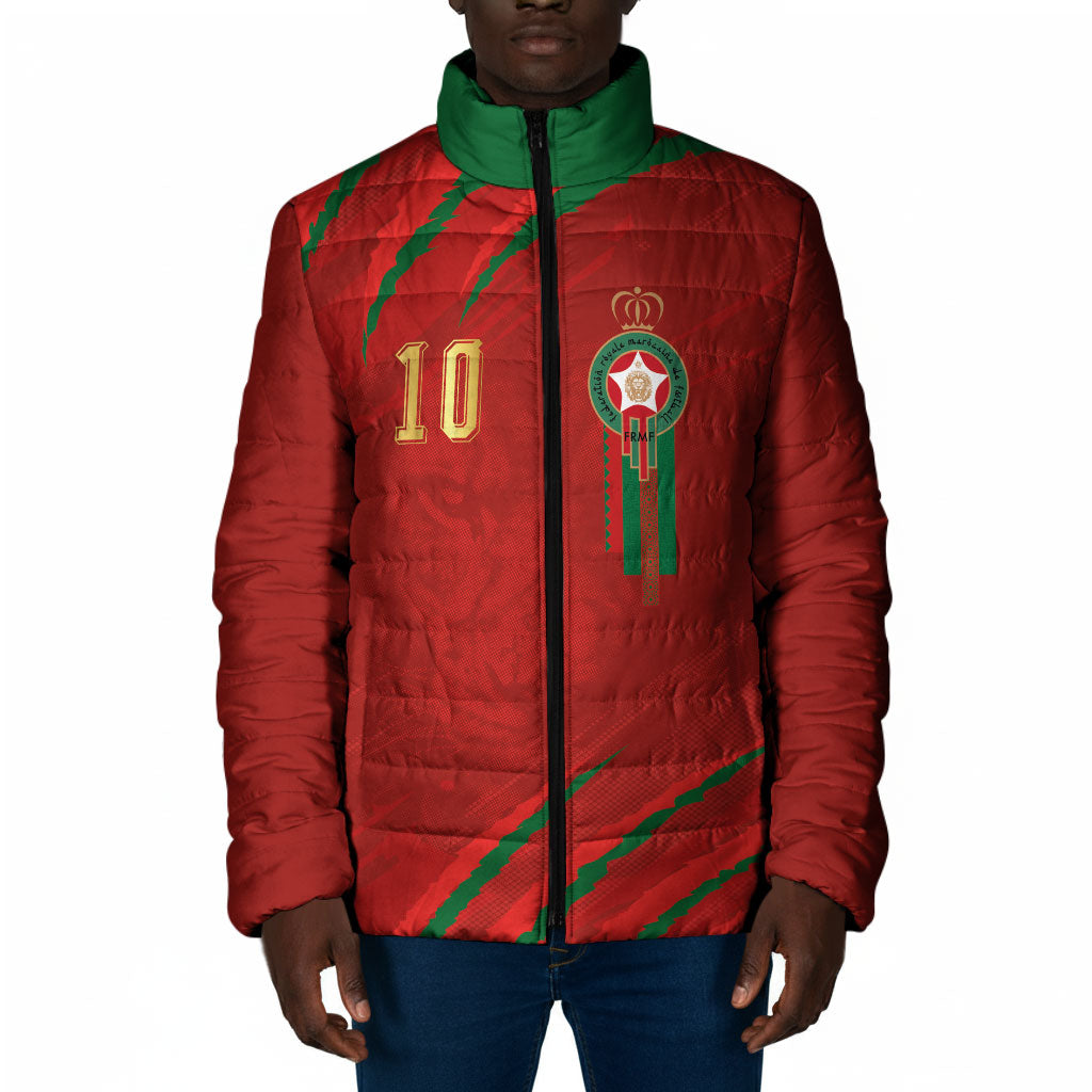 Custom Morocco National Football Padded Jacket Atlas Lions-Claws