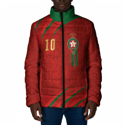 Custom Morocco National Football Padded Jacket Atlas Lions-Claws