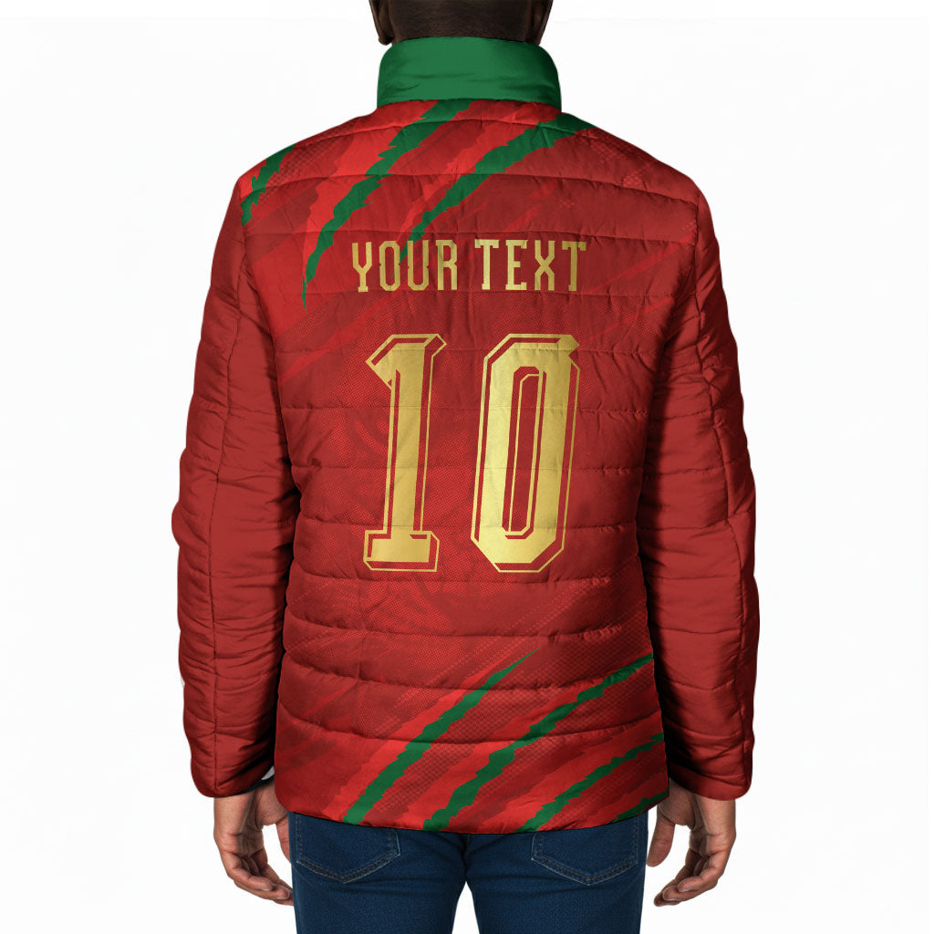 Custom Morocco National Football Padded Jacket Atlas Lions-Claws