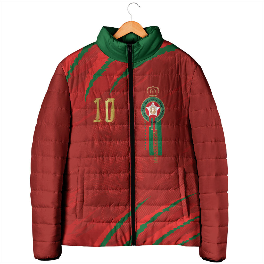 Custom Morocco National Football Padded Jacket Atlas Lions-Claws