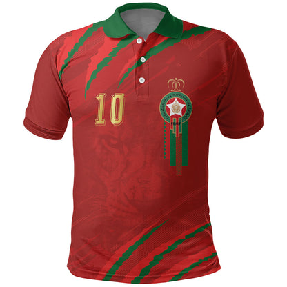 Custom Morocco National Football Polo Shirt Atlas Lions-Claws