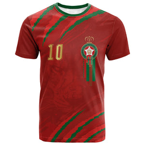 Custom Morocco National Football T shirt Atlas Lions-Claws