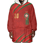 Custom Morocco National Football Wearable Blanket Hoodie Atlas Lions-Claws