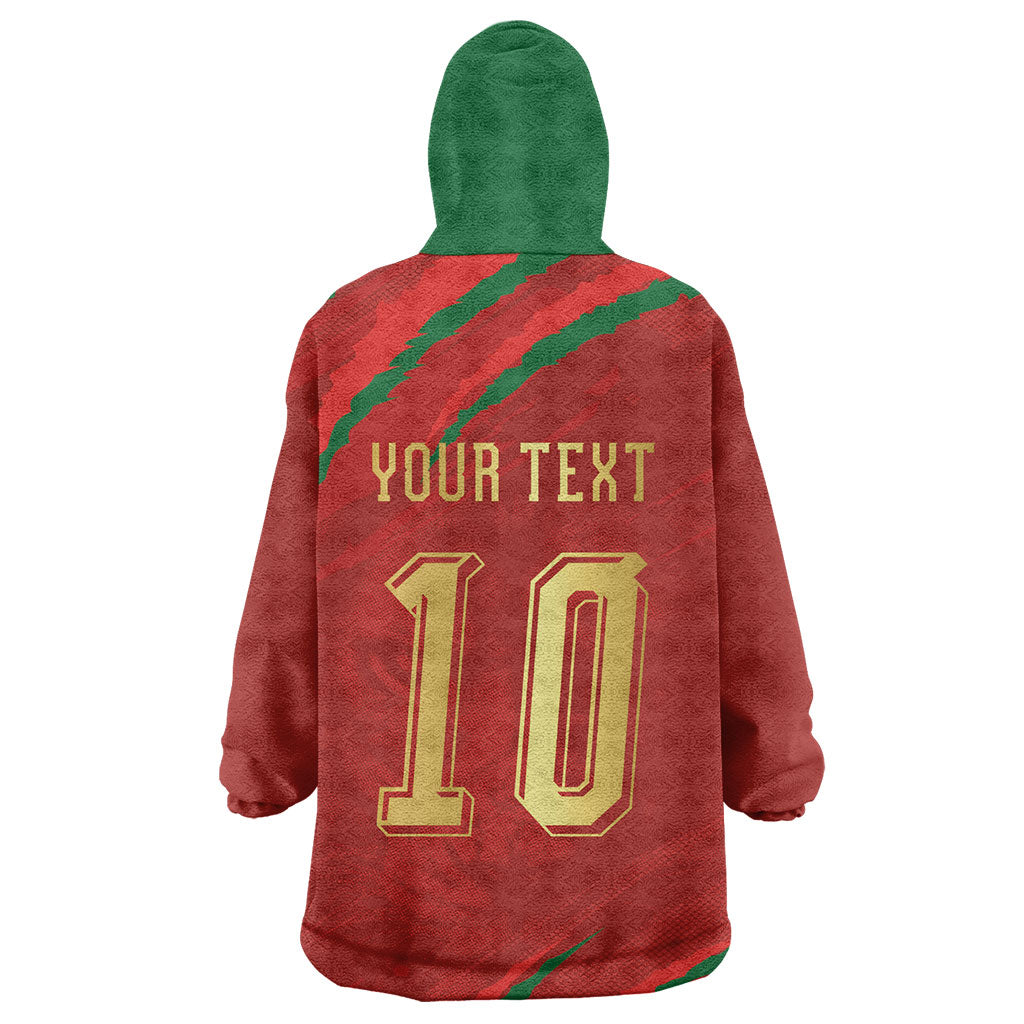 Custom Morocco National Football Wearable Blanket Hoodie Atlas Lions-Claws