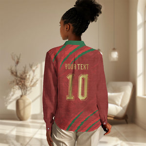 Custom Morocco National Football Women Casual Shirt Atlas Lions-Claws