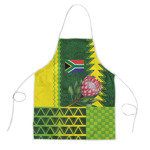 South Africa National Football Apron King Protea with African Tribal Geometric Pattern Culture Art