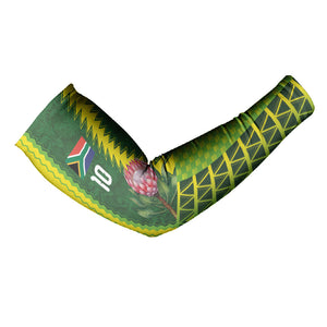Custom South Africa National Football Arm Sleeves King Protea with African Tribal Geometric Pattern Culture Art
