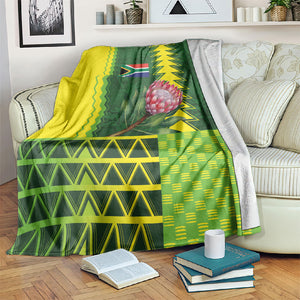 South Africa National Football Blanket King Protea with African Tribal Geometric Pattern Culture Art