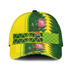 South Africa National Football Classic Cap King Protea with African Tribal Geometric Pattern Culture Art