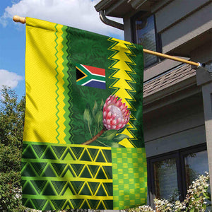 South Africa National Football Garden Flag King Protea with African Tribal Geometric Pattern Culture Art