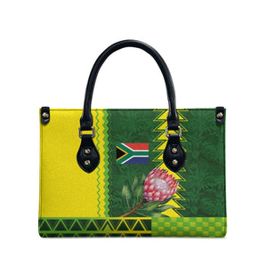 South Africa National Football Leather Bag King Protea with African Tribal Geometric Pattern Culture Art