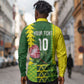Custom South Africa National Football Long Sleeve Button Shirt King Protea with African Tribal Geometric Pattern Culture Art