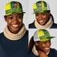 South Africa National Football Mesh Trucker Cap King Protea with African Tribal Geometric Pattern Culture Art