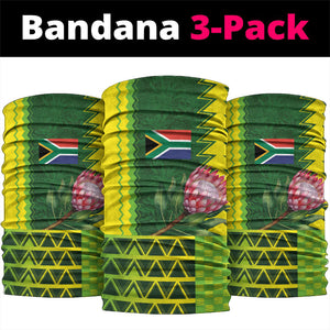 South Africa National Football Neck Gaiter King Protea with African Tribal Geometric Pattern Culture Art