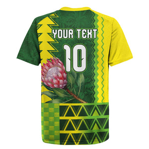 Custom South Africa National Football Rugby Jersey King Protea with African Tribal Geometric Pattern Culture Art