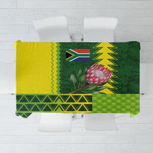 South Africa National Football Tablecloth King Protea with African Tribal Geometric Pattern Culture Art