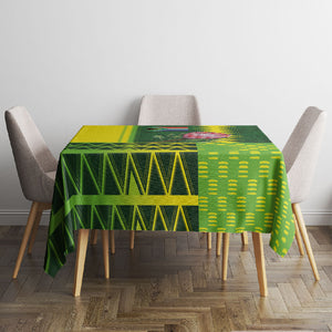 South Africa National Football Tablecloth King Protea with African Tribal Geometric Pattern Culture Art