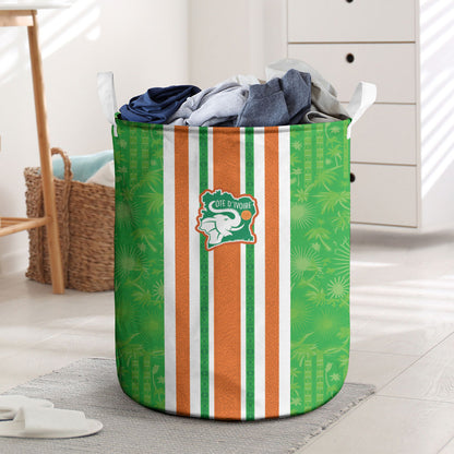 Cote d'Ivoire Laundry Basket The Elephants with African Pattern Stripes