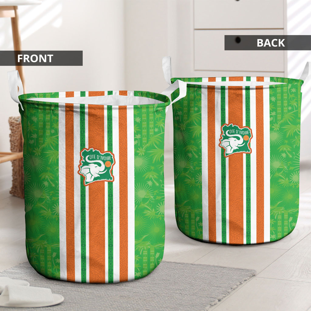 Cote d'Ivoire Laundry Basket The Elephants with African Pattern Stripes