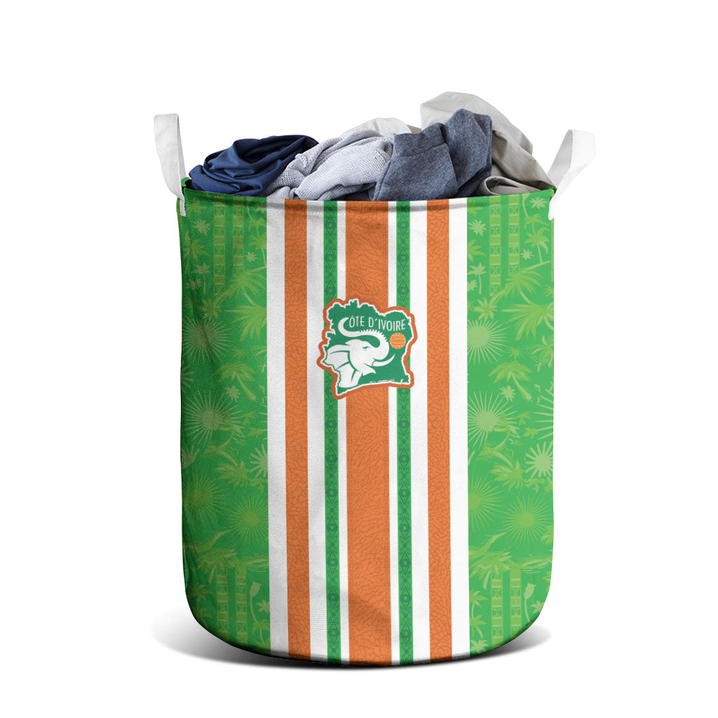Cote d'Ivoire Laundry Basket The Elephants with African Pattern Stripes