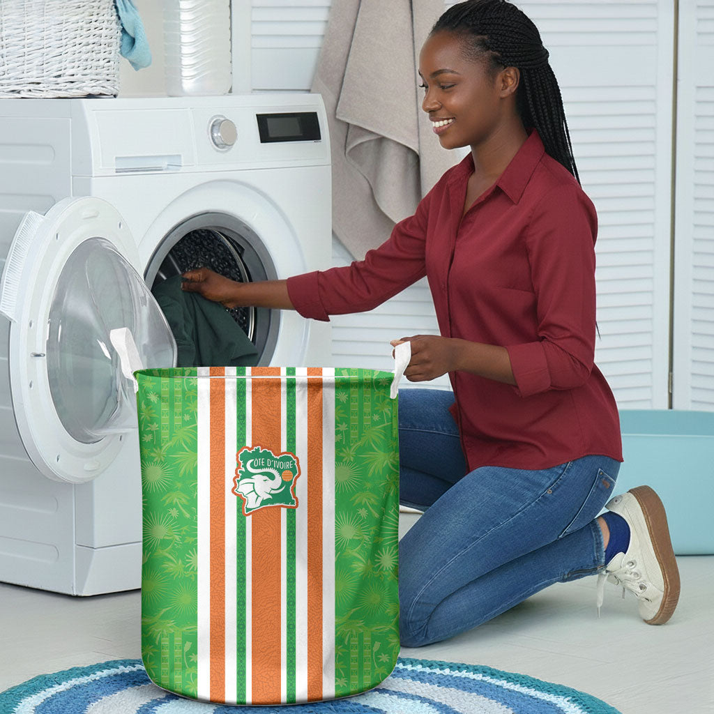 Cote d'Ivoire Laundry Basket The Elephants with African Pattern Stripes