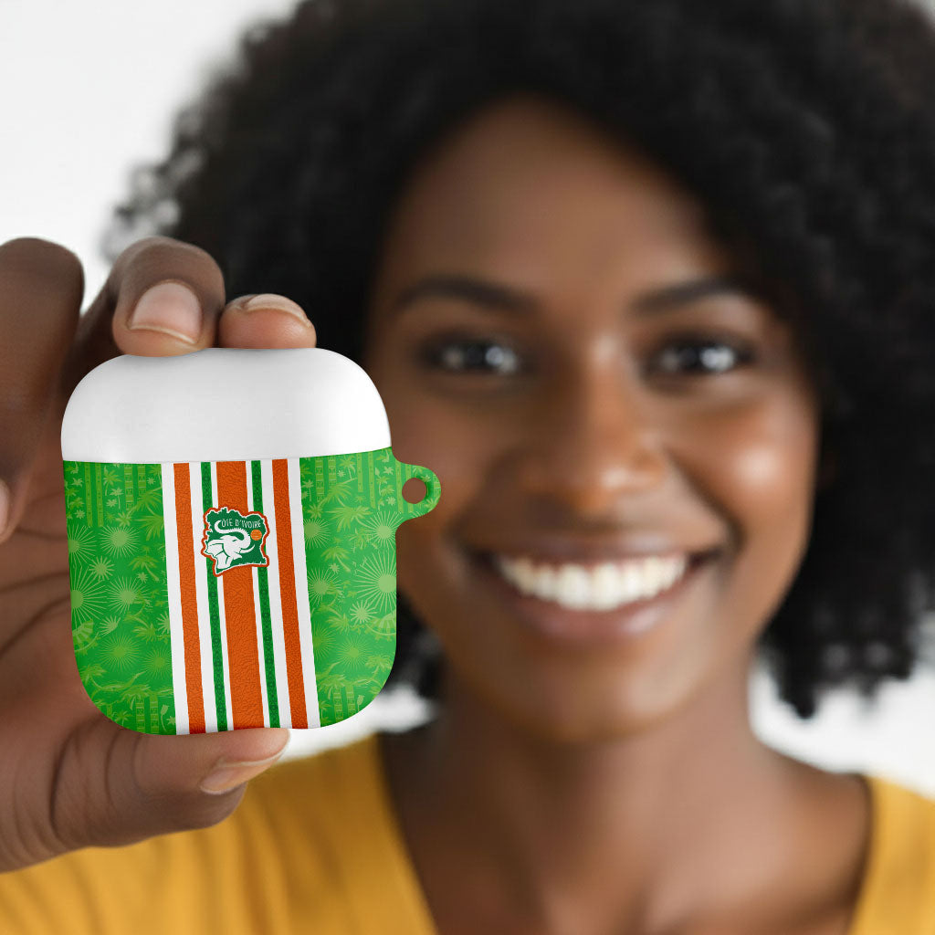 Cote d'Ivoire AirPods Case The Elephants with African Pattern Stripes