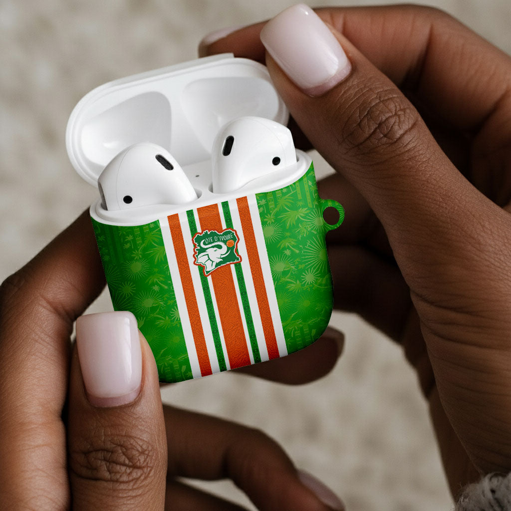 Cote d'Ivoire AirPods Case The Elephants with African Pattern Stripes