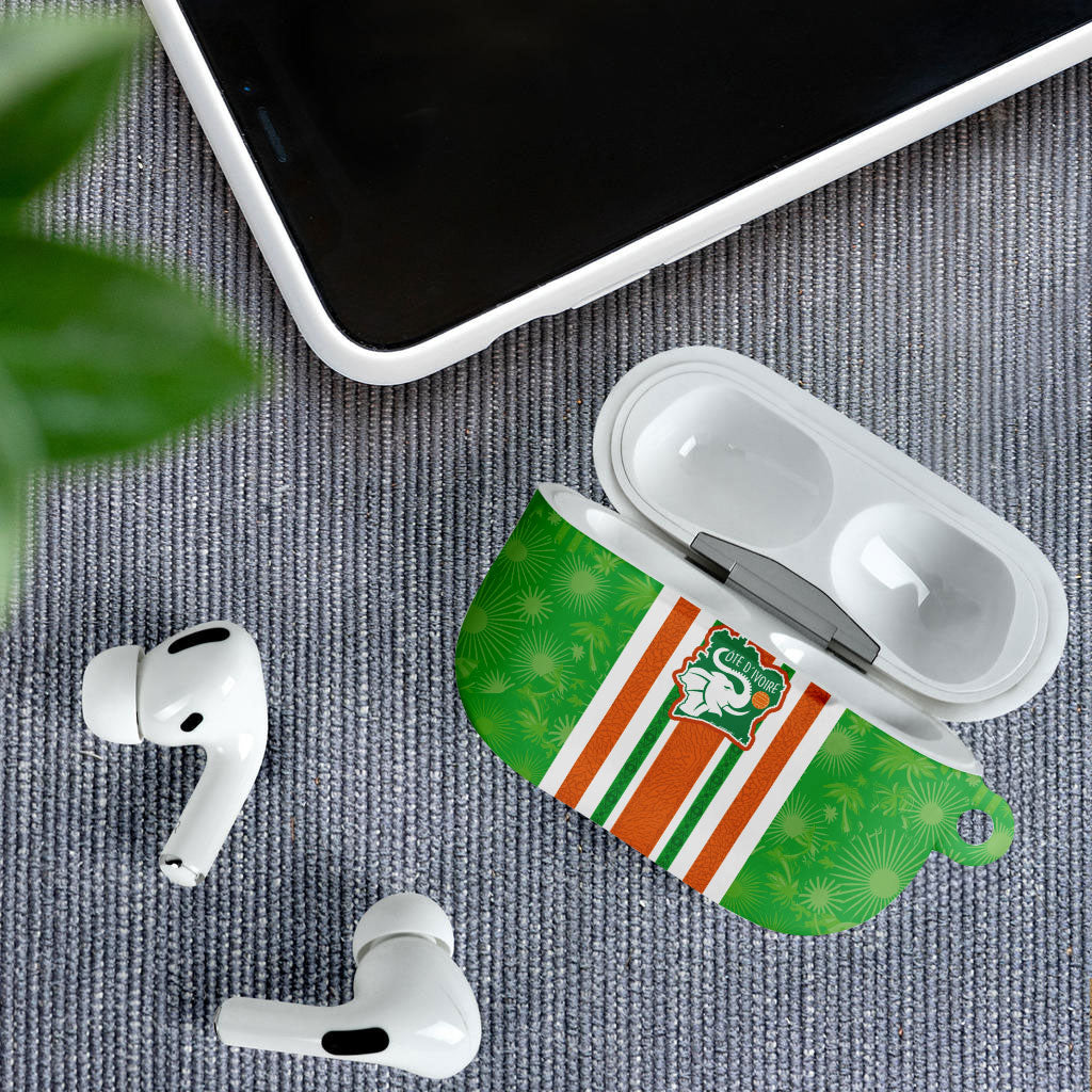 Cote d'Ivoire AirPods Case The Elephants with African Pattern Stripes