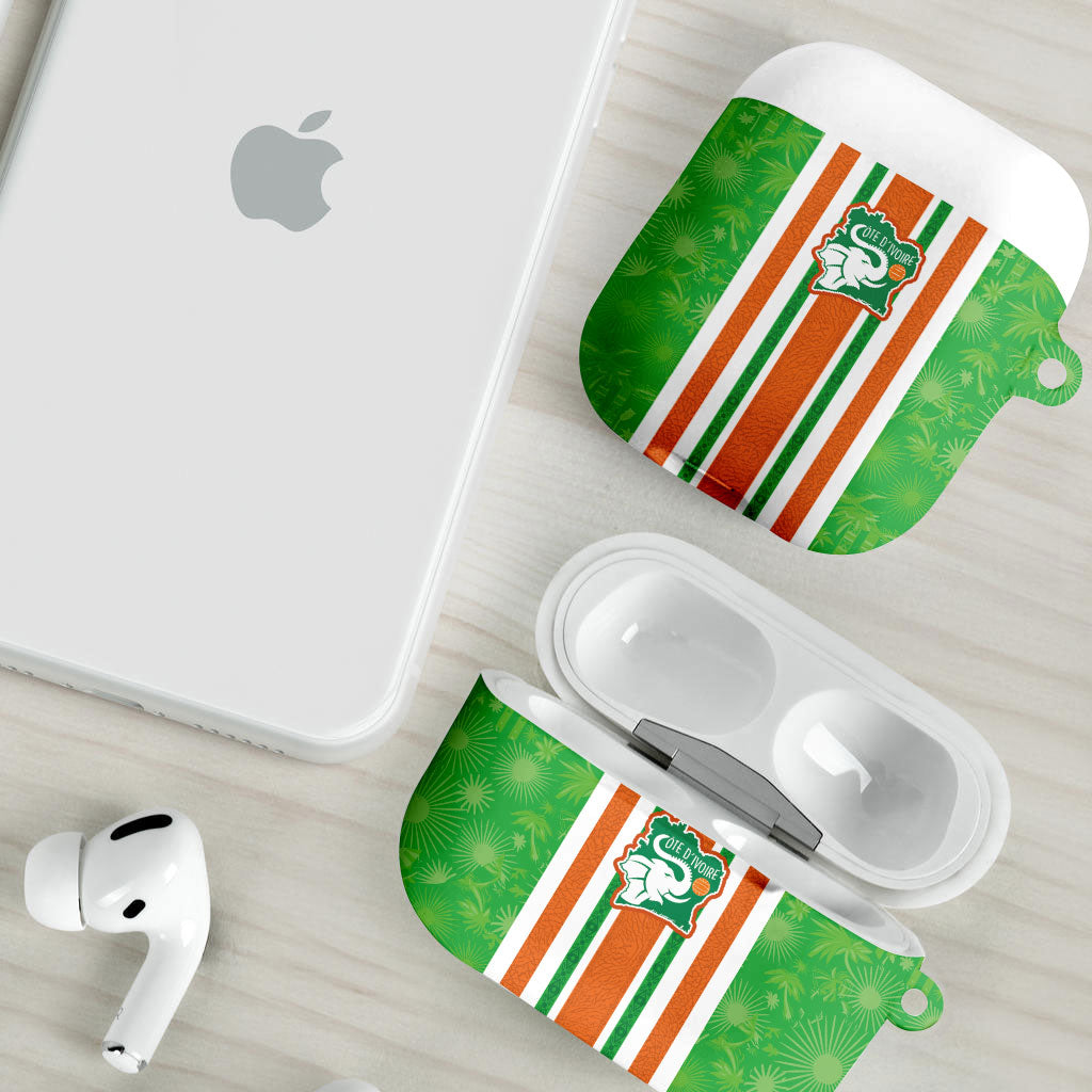 Cote d'Ivoire AirPods Case The Elephants with African Pattern Stripes