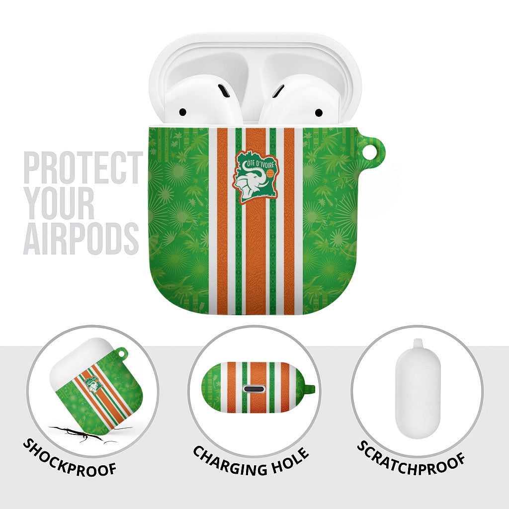 Cote d'Ivoire AirPods Case The Elephants with African Pattern Stripes