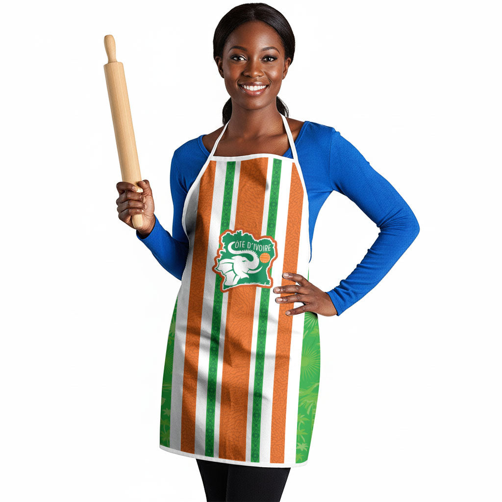 Cote d'Ivoire Apron The Elephants with African Pattern Stripes