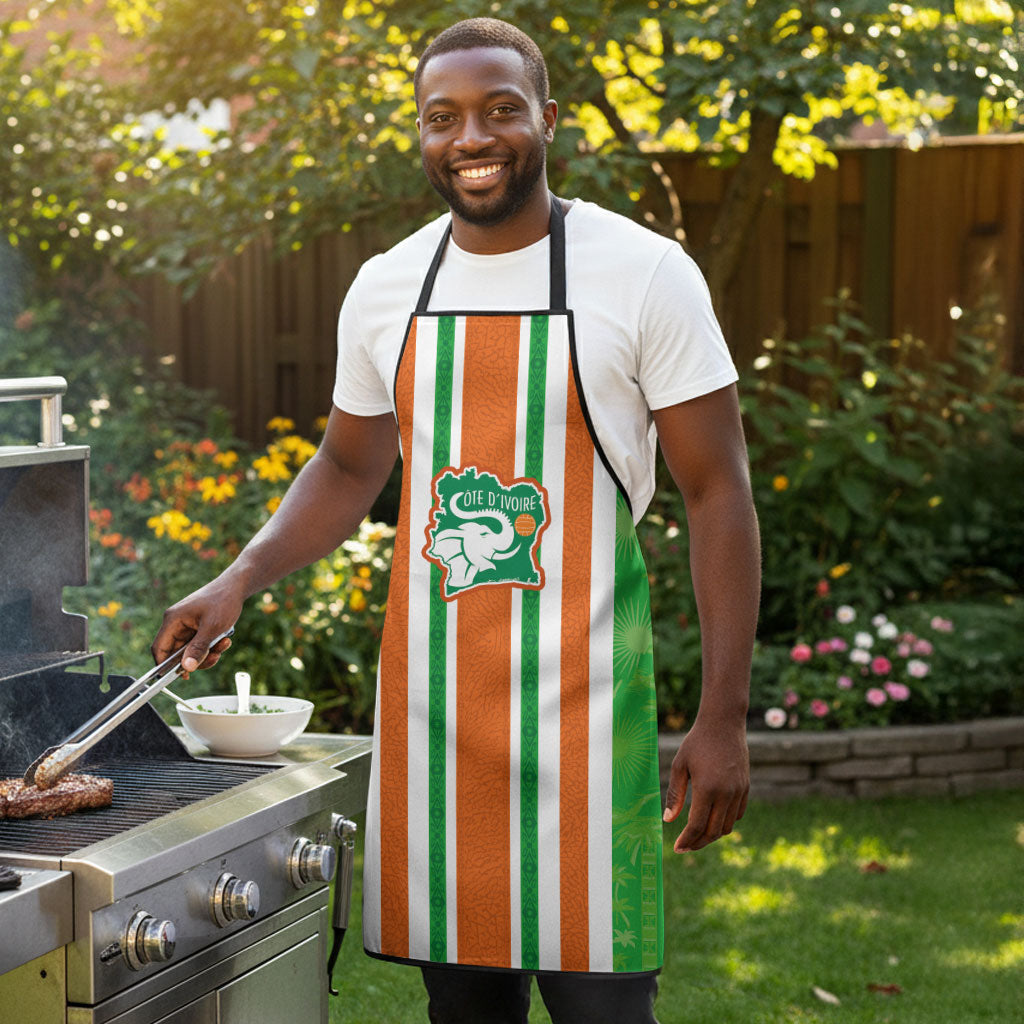 Cote d'Ivoire Apron The Elephants with African Pattern Stripes