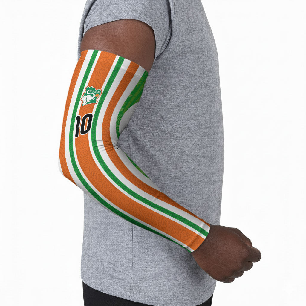 Custom Cote d'Ivoire Arm Sleeves The Elephants with African Pattern Stripes