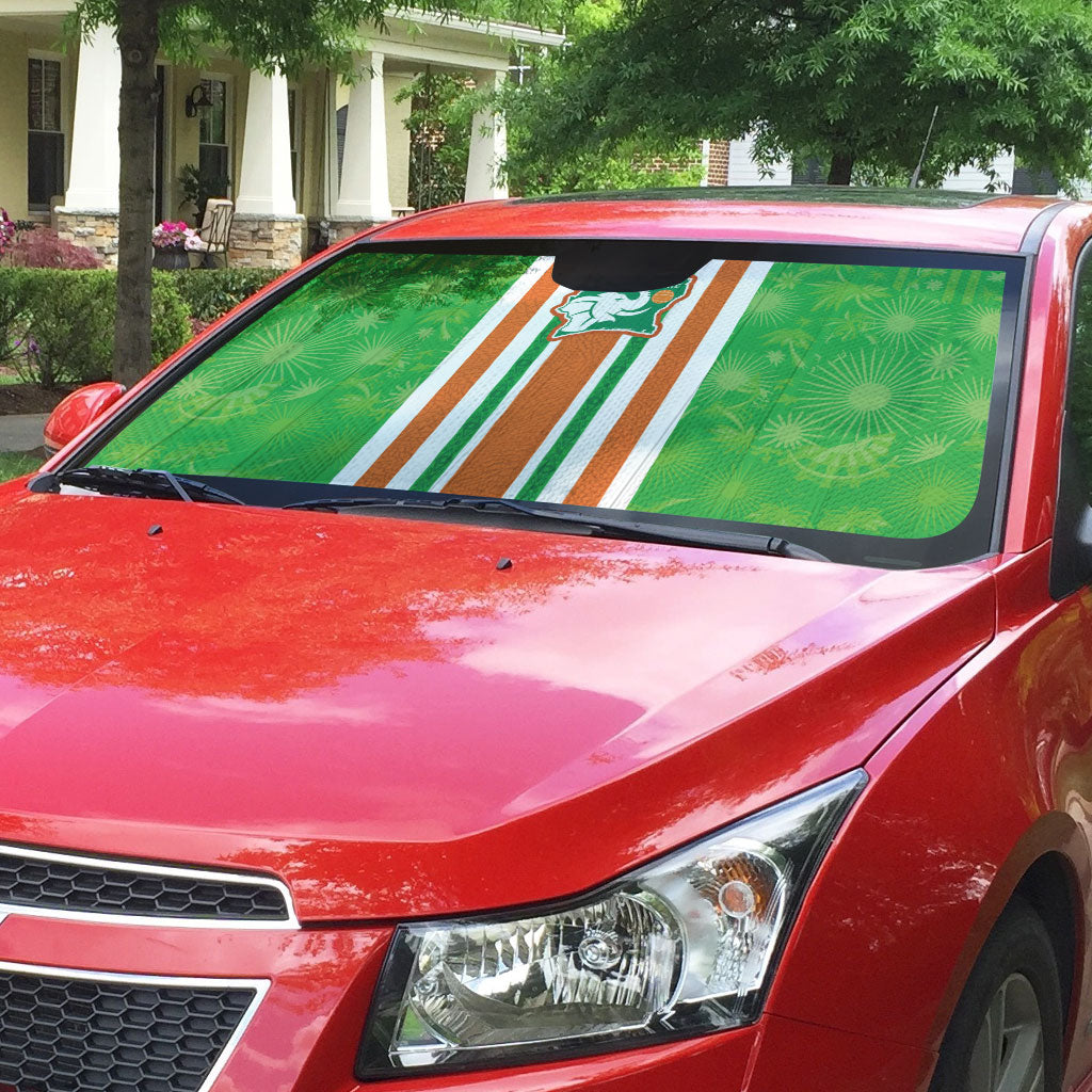 Cote d'Ivoire Auto Sun Shade The Elephants with African Pattern Stripes