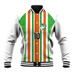 Custom Cote d'Ivoire Baseball Jacket The Elephants with African Pattern Stripes