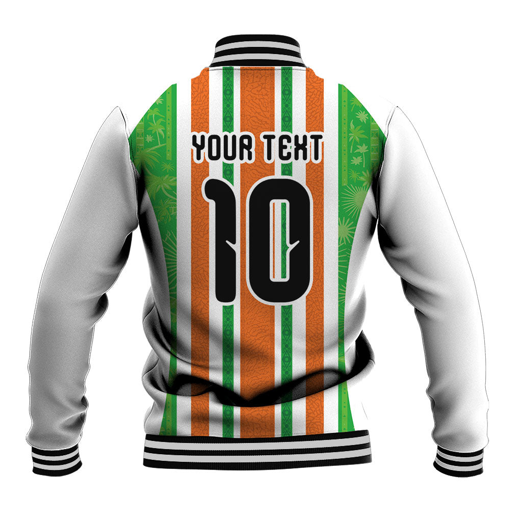 Custom Cote d'Ivoire Baseball Jacket The Elephants with African Pattern Stripes