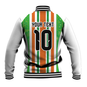Custom Cote d'Ivoire Baseball Jacket The Elephants with African Pattern Stripes