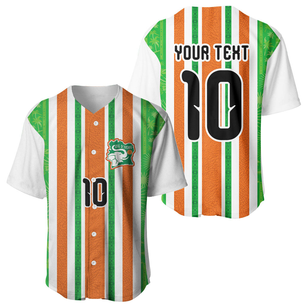 Custom Cote d'Ivoire Baseball Jersey The Elephants with African Pattern Stripes
