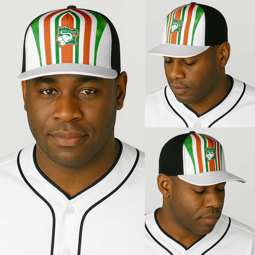 Côte d'Ivoire Baseball Net Cap The Elephants with African Pattern Stripes