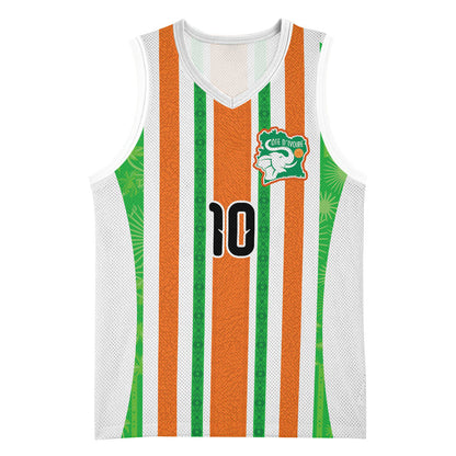 Custom Cote d'Ivoire Basketball Jersey The Elephants with African Pattern Stripes