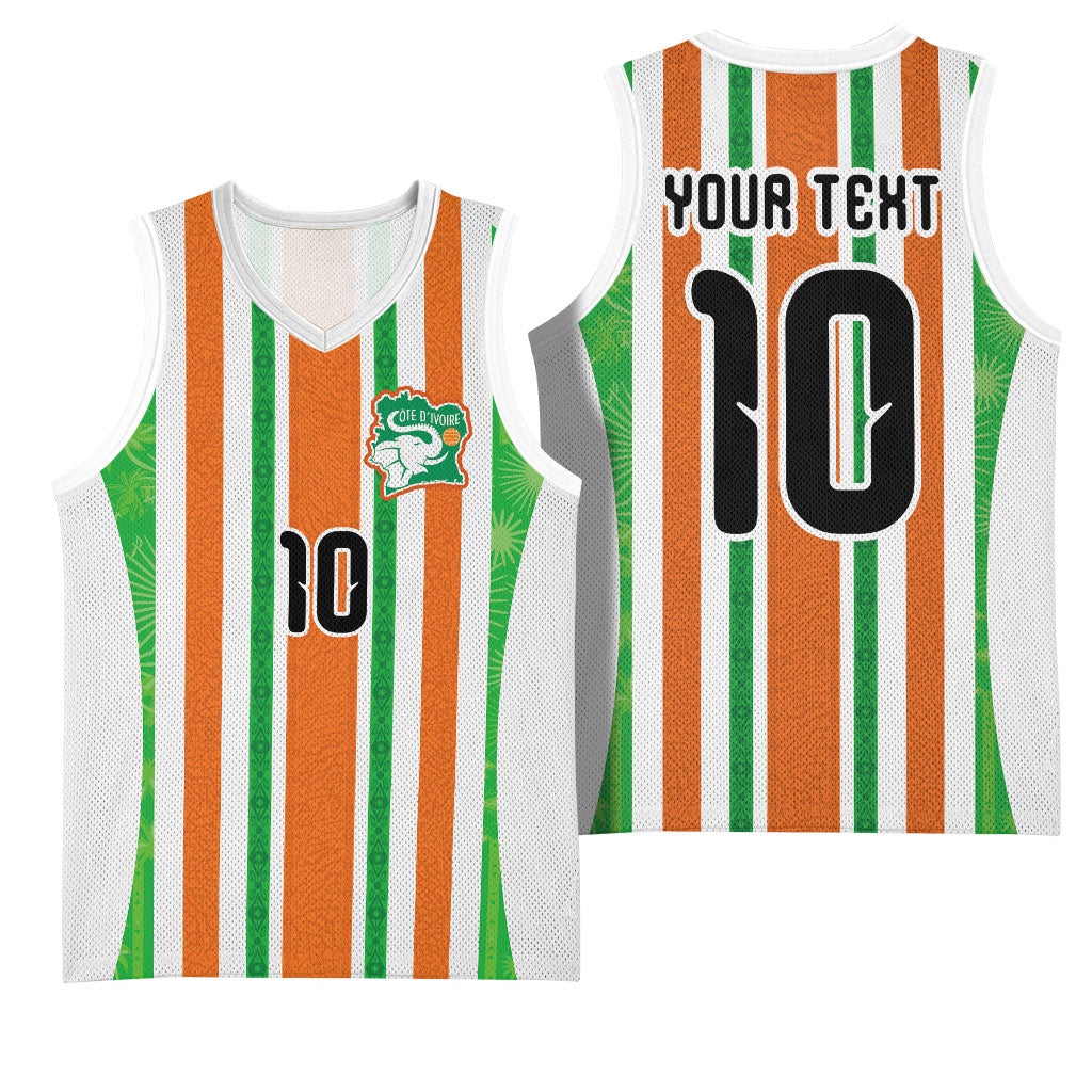 Custom Cote d'Ivoire Basketball Jersey The Elephants with African Pattern Stripes